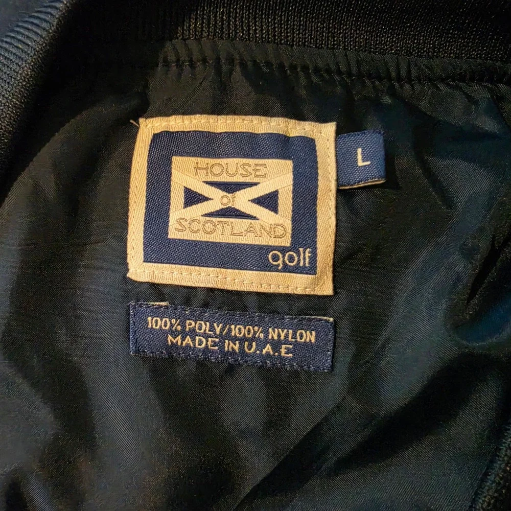 House of Scotland Golf Mens Navy Blue V-Neck Windbreaker Vest Large Embroidered